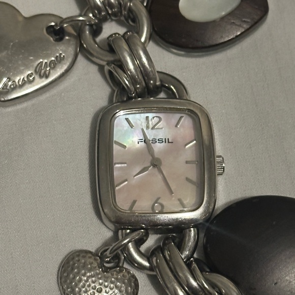 Vintage Fossil Charm Bracelet Watch Heart Rare Love You - Picture 11 of 12